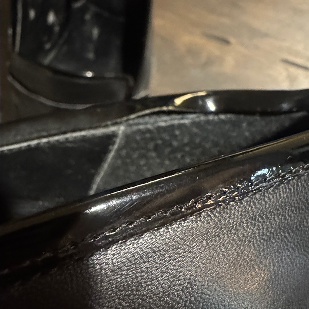 White House Black Market Black Leather Tassel Platform Stiletto Heels-Size 10 - Picture 10 of 11